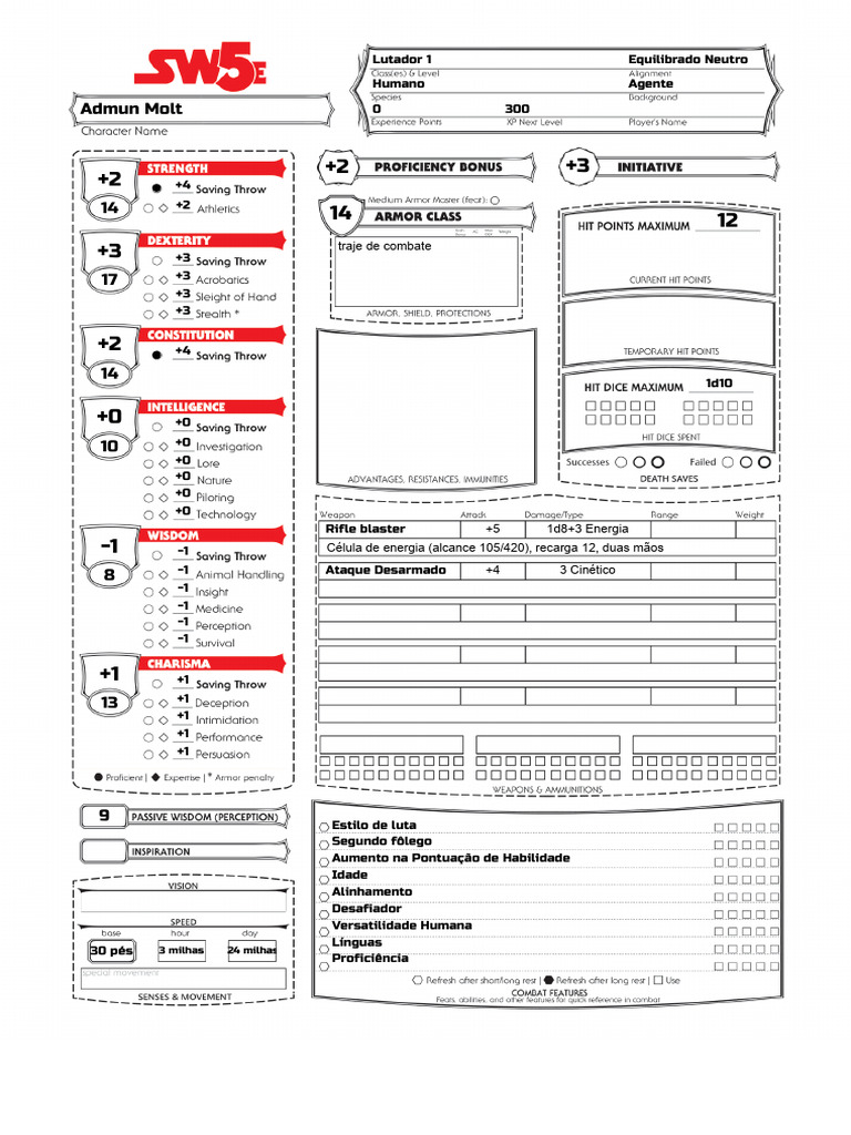 Print Character Sheet _ SW5E | PDF