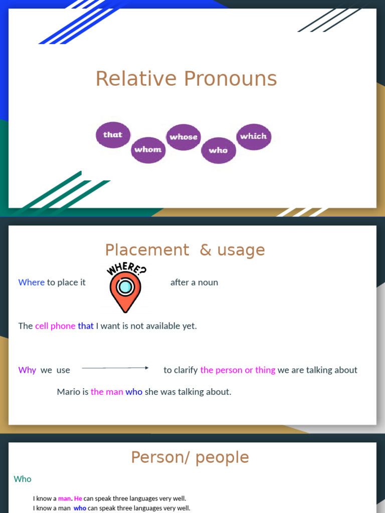 Understanding Relative Pronouns Usage | PDF | Languages | Foreign ...