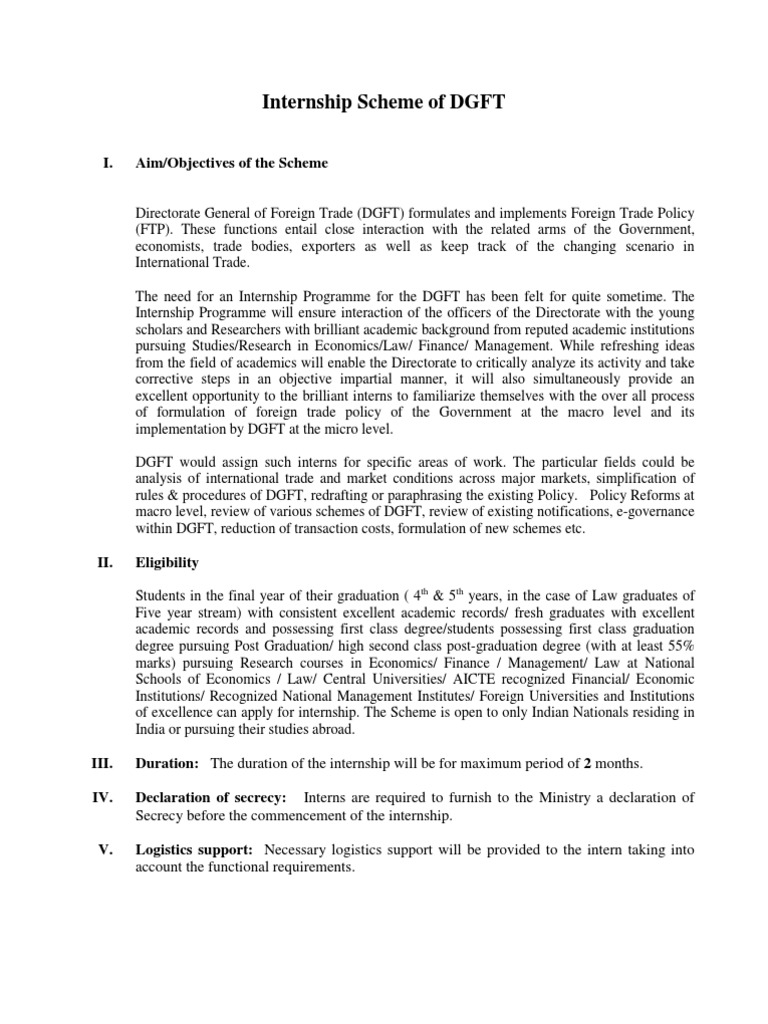 DGFT Summer Internship Program 2025-26 | PDF