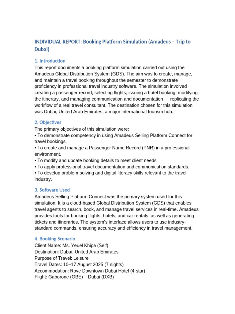 Amadeus Booking Simulation Report: Dubai | PDF | Simulation | Computing