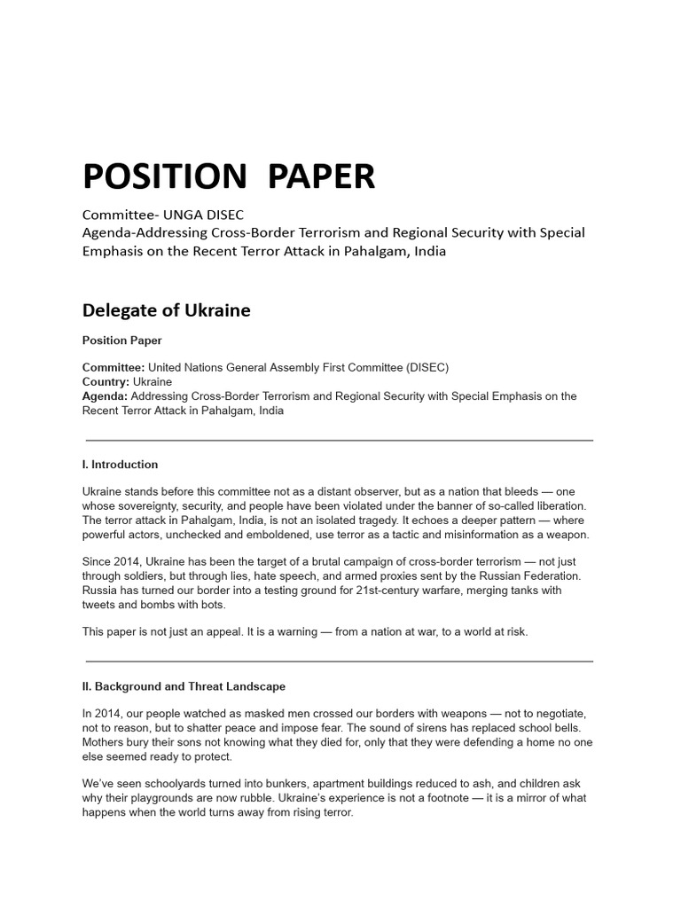 Position Paper Ukr.docx | PDF | International Relations | Conflicts