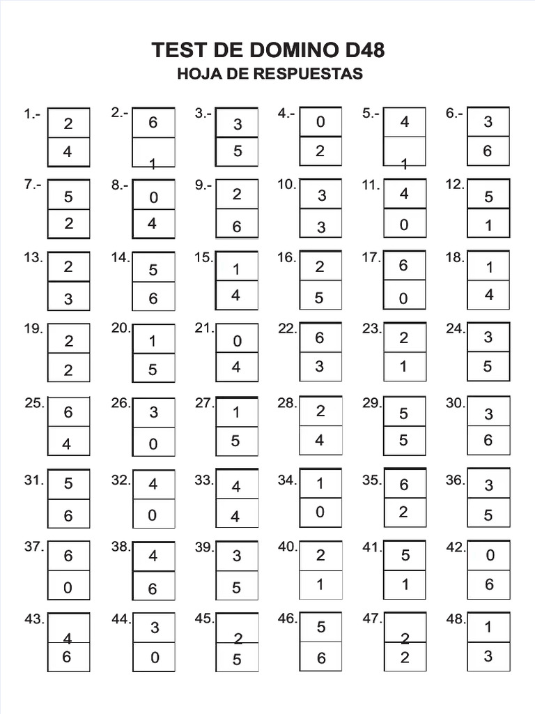 Test de Domino D48 : Résultats et Réponses | PDF