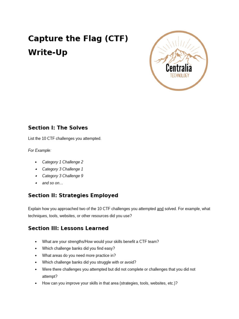CTF Challenge Write-Up and Strategies | PDF
