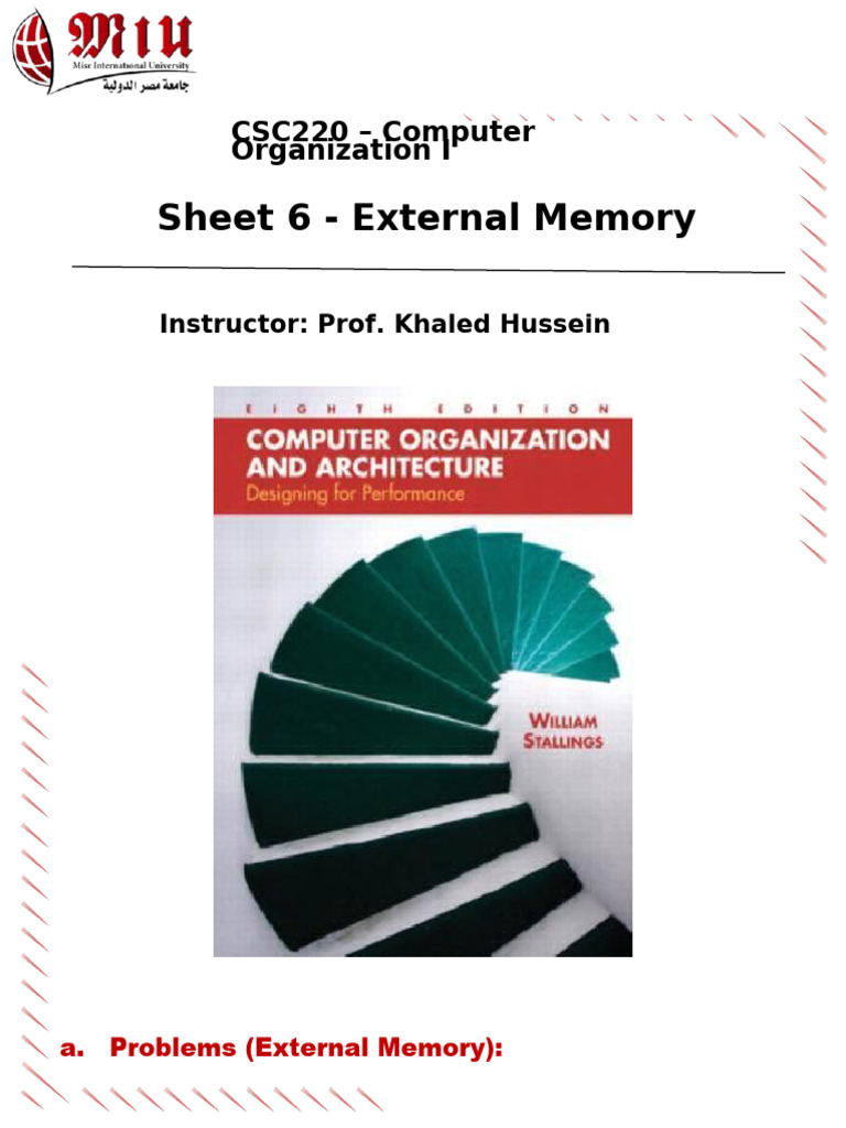Sheet 6 - External Memory (3) | PDF