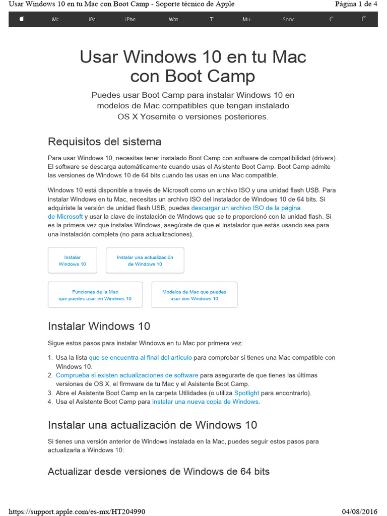 Instalar Windows 10 en Mac con Boot Camp | PDF | Microsoft Windows ...