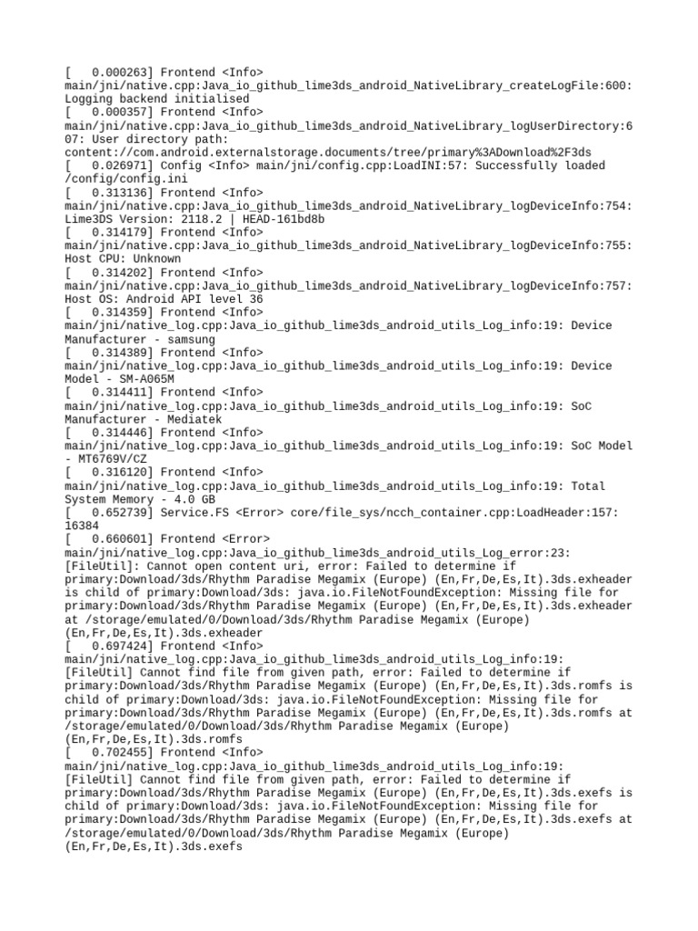 Lime3DS Android Log File Analysis | PDF | Computer Hardware | Computing ...