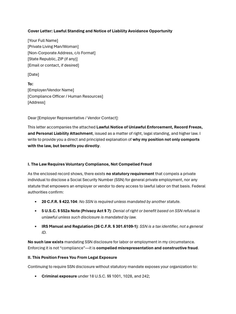 Lawful Notice on SSN Disclosure Rights | PDF | Social Security Number ...