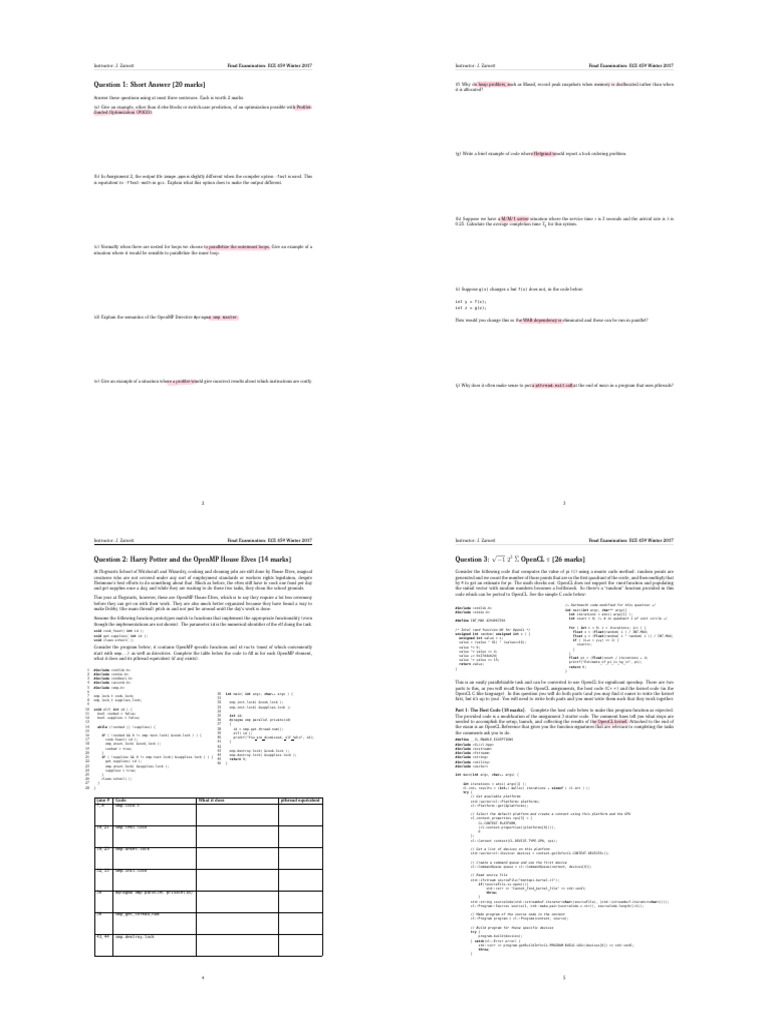 ECE 459 Winter 2017 Final Exam Guide | PDF | Parameter (Computer ...