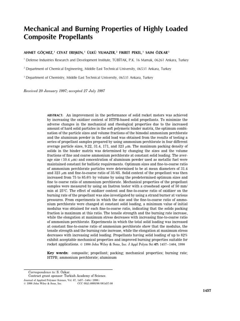 Mechanical and Burning Properties of Highlt Loaded Composite ...