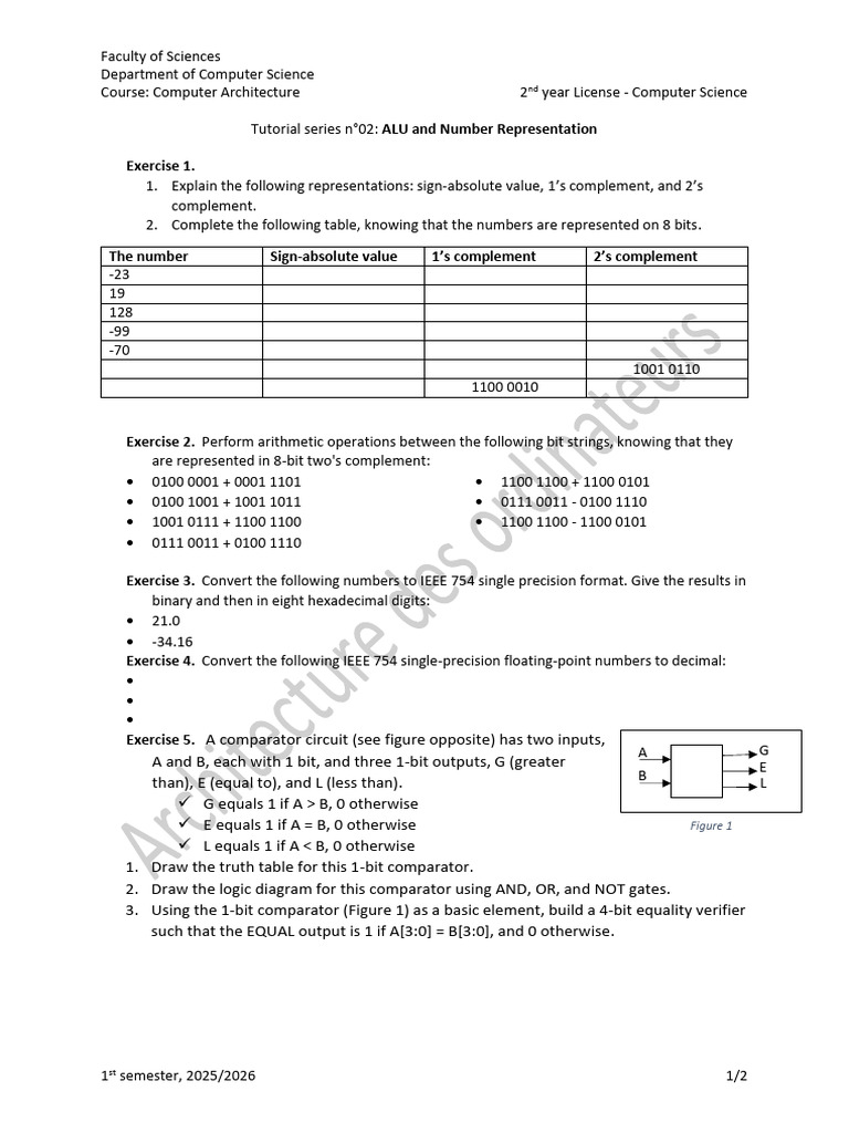 ALU and Number Representation Tutorial | PDF | Mathematics | Computer ...