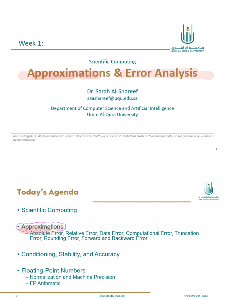 Scientific Computing: Error Analysis Basics | PDF | Rounding ...