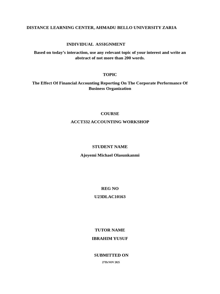 Impact of Financial Reporting on Performance | PDF