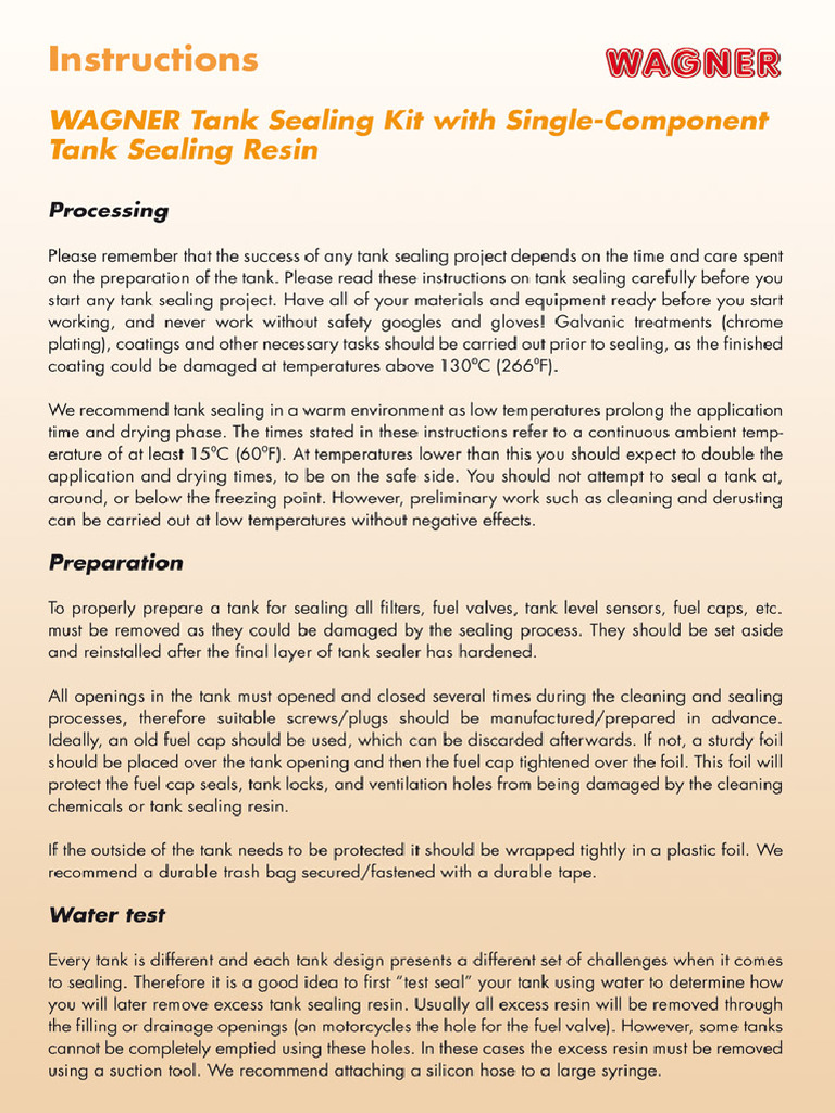 Tanksealing Instructions 01-2017 | PDF