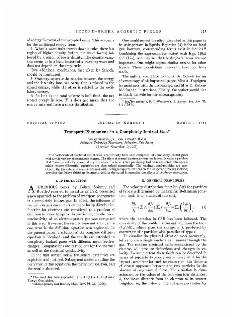 Transport Phenomena in Ionized Gases | PDF | Plasma (Physics) | Electron