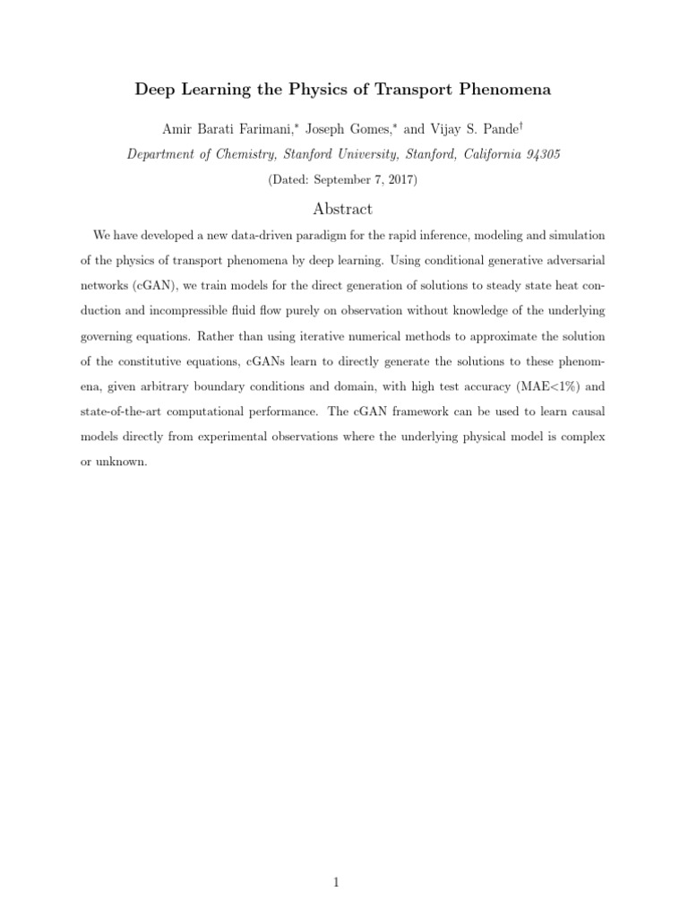 Deep Learning the Physics of Transport Phenomena | PDF | Physics ...