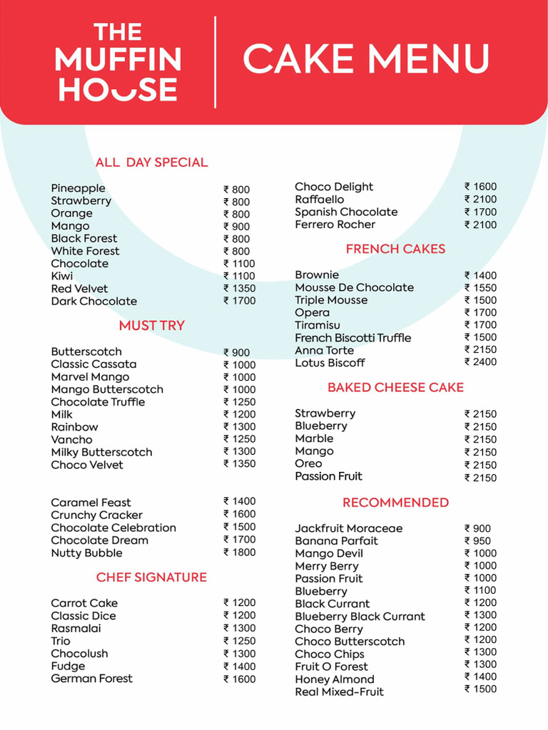 Cake Menu | PDF