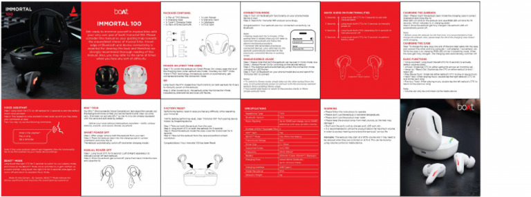 Immortal 100 User Manual | PDF
