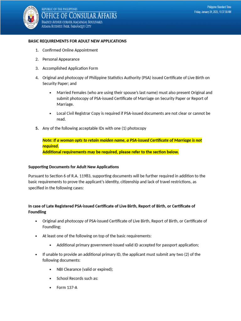 Photo inspiration: Adult Passport Application Requirements Pdf Photo Inspiration
