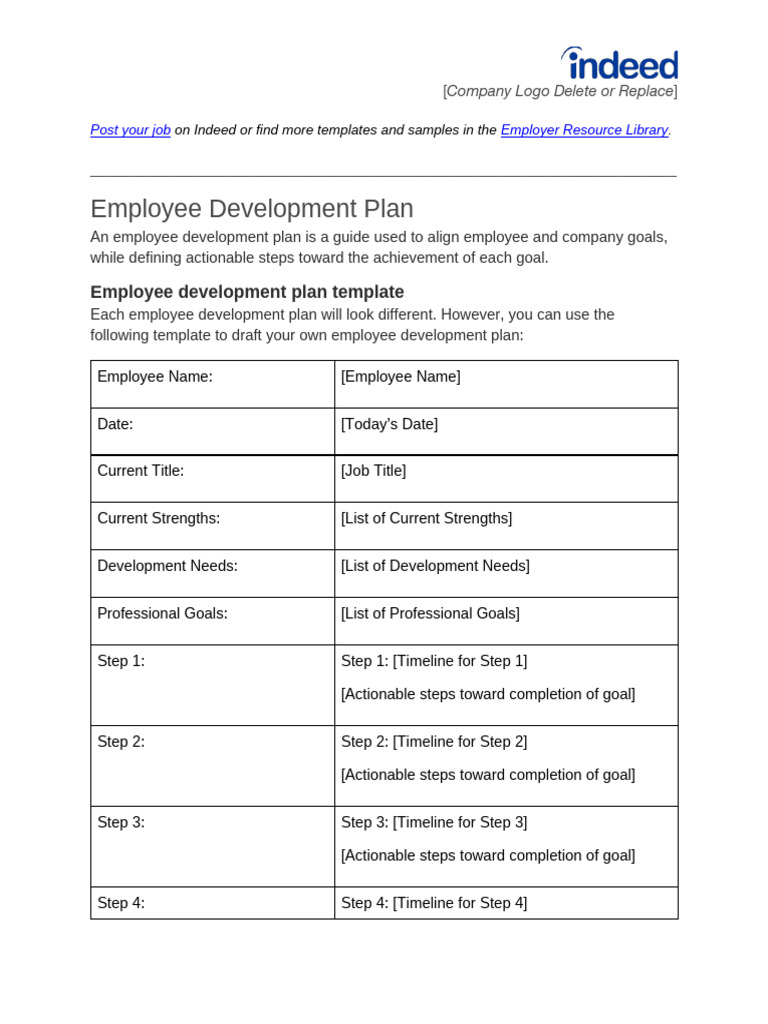 Employee Development Plan Template | PDF | Goal