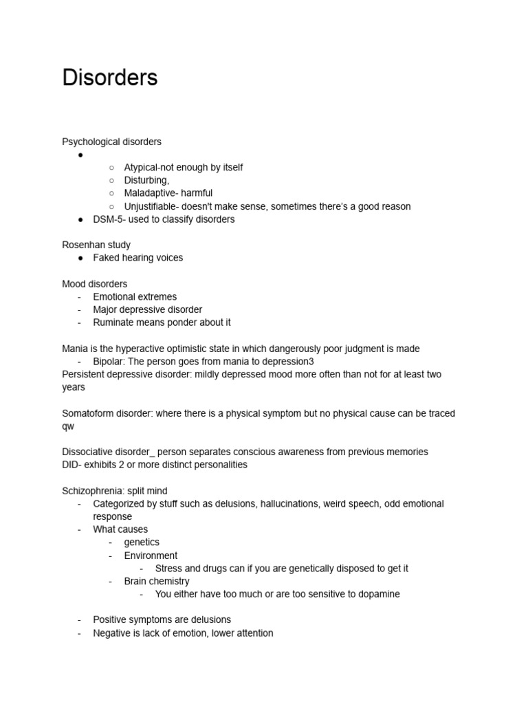 Big Doc of Disorders | PDF | Mental Disorder | Major Depressive Disorder