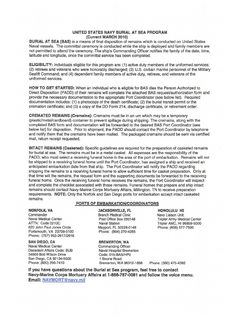 Burial at Sea Form | PDF