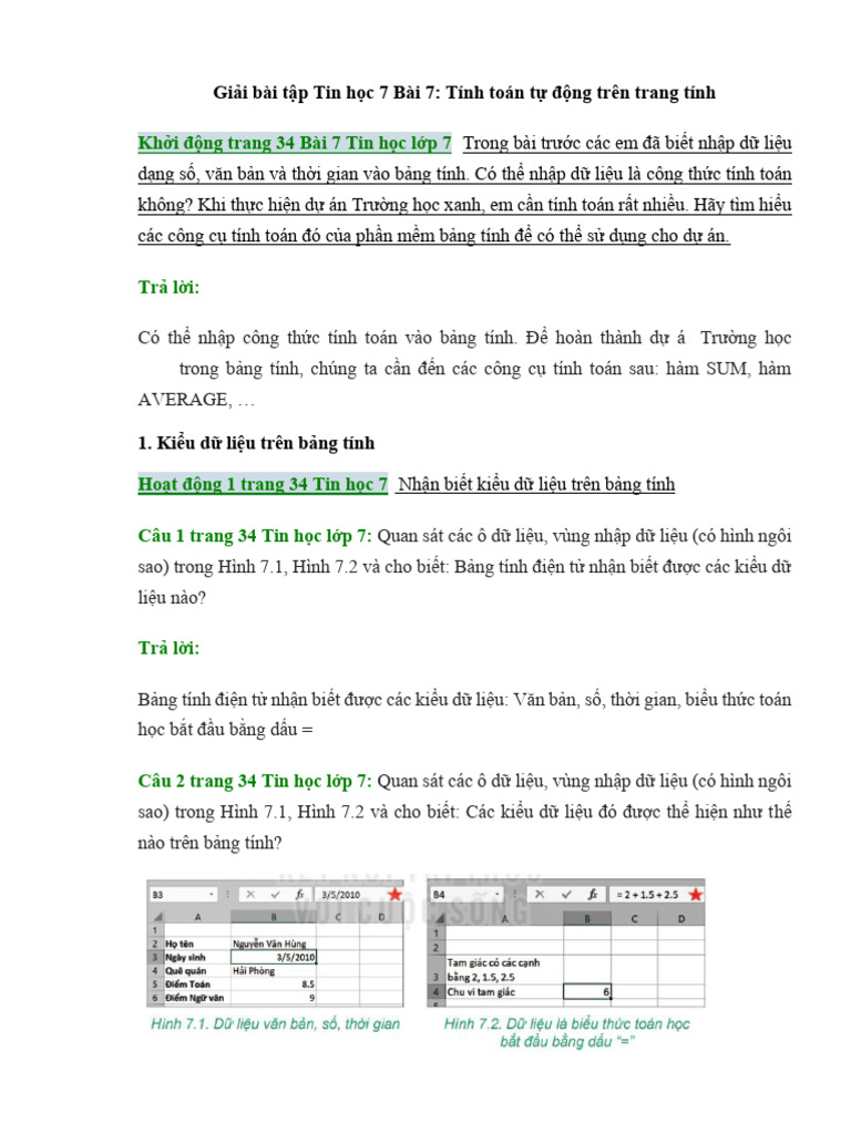 Giai Tin Hoc 7 Bai 7 Tinh Toan Tu Dong Tren Trang Tinh Ket Noi Tri Thu ...