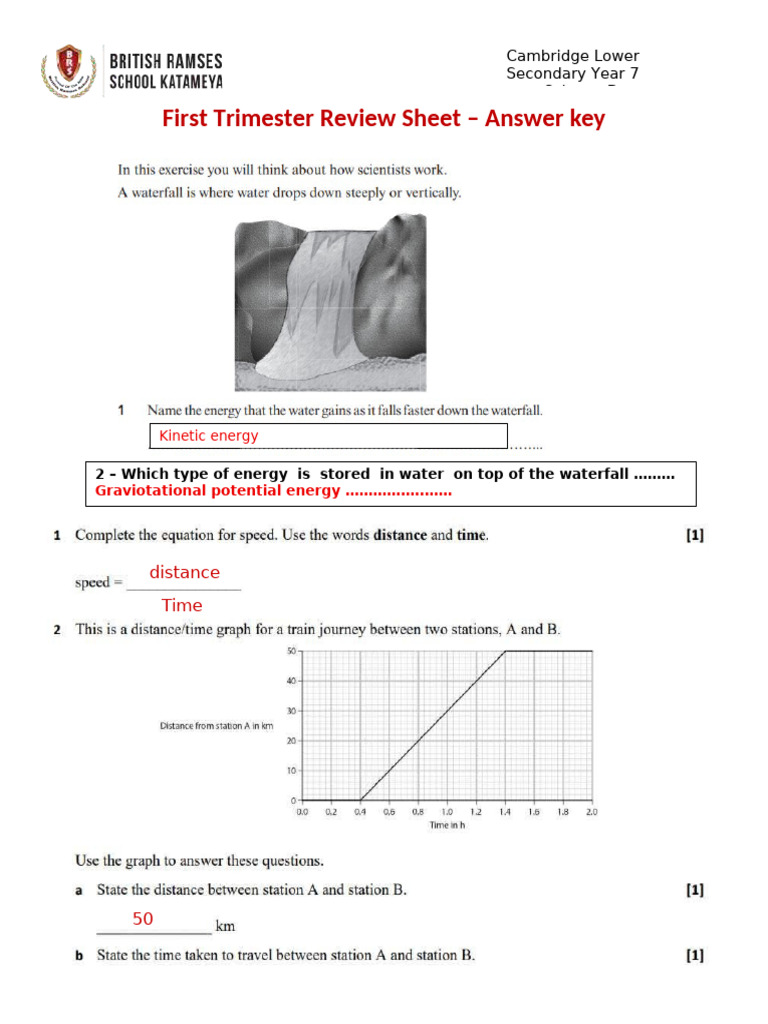 Year 7 Science Review Answer Key | PDF | Force | Mass