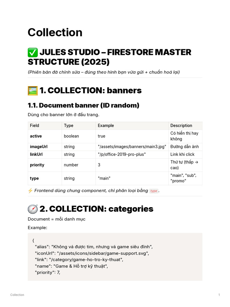 Collection: Jules Studio - Firestore Master STRUCTURE (2025) 1 ...