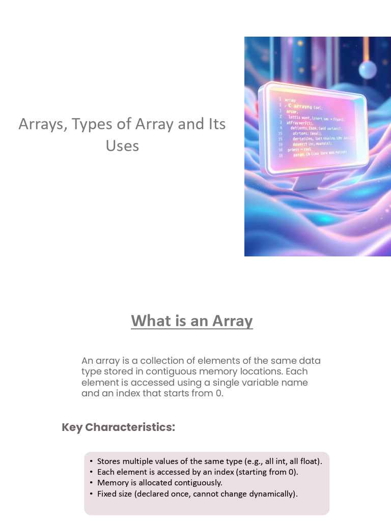 Understanding Arrays: Types & Uses | PDF | Integer (Computer Science ...