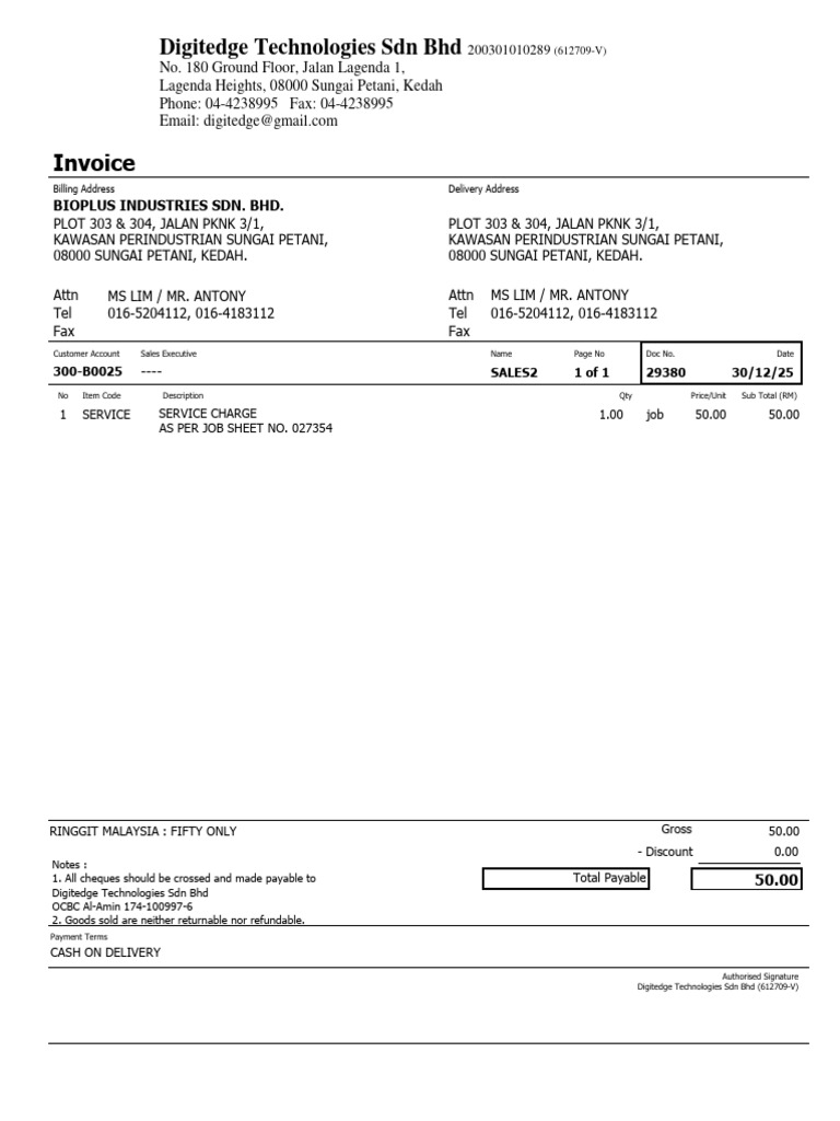 Bioplus - Inv No. 29380 | PDF | Money | Payments