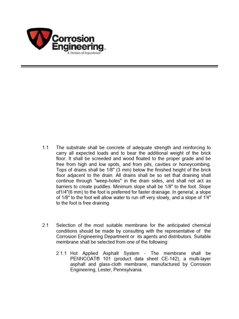 Acid Proof Brick Floor Installation Guide | PDF | Brick | Mortar (Masonry)