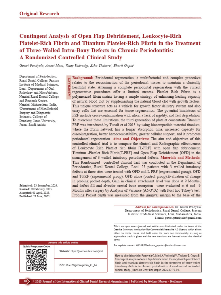 Contingent Analysis of Open Flap Debridement,.12 | PDF | Periodontology ...