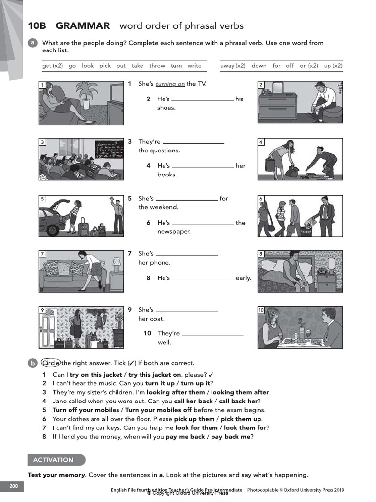 10B - Grammar - Word Order of Phrasal Verbs | PDF