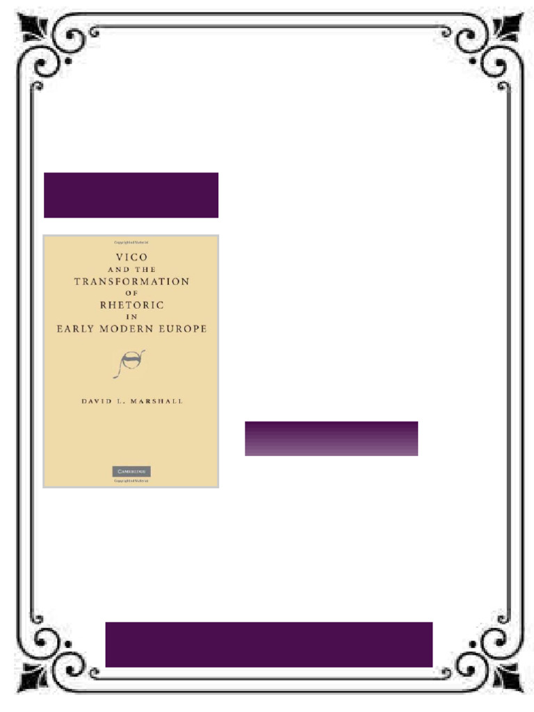 Vico and the Transformation of Rhetoric in Early Modern Europe 1st ...