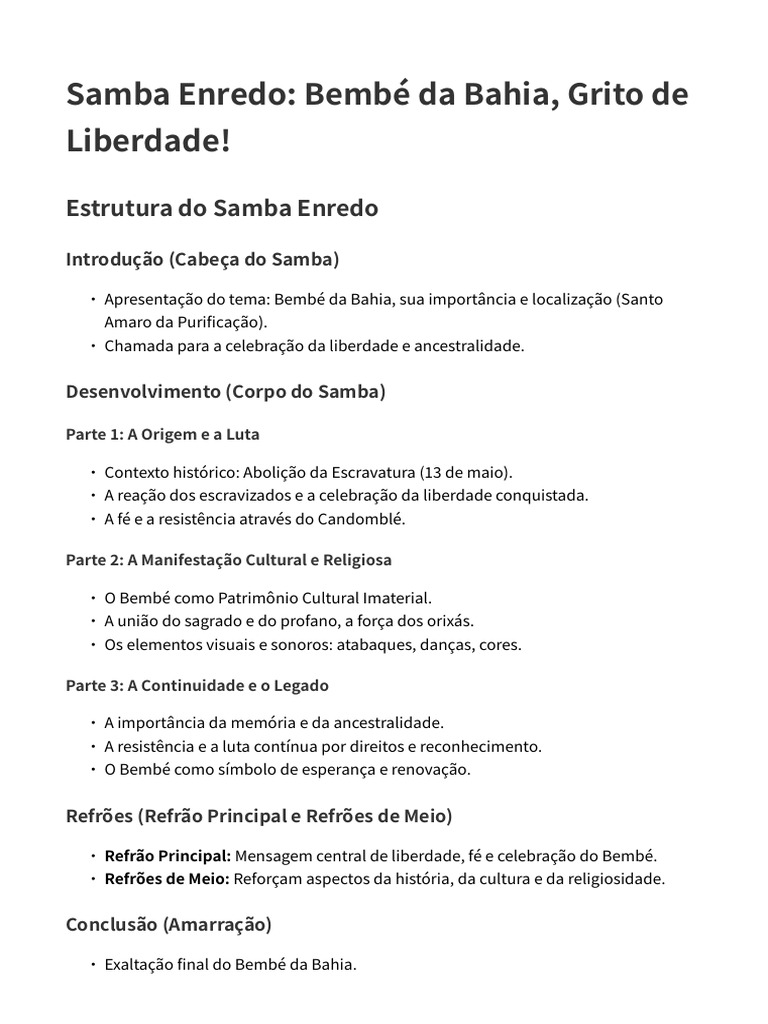 Bembé da Bahia: Liberdade e Cultura | PDF