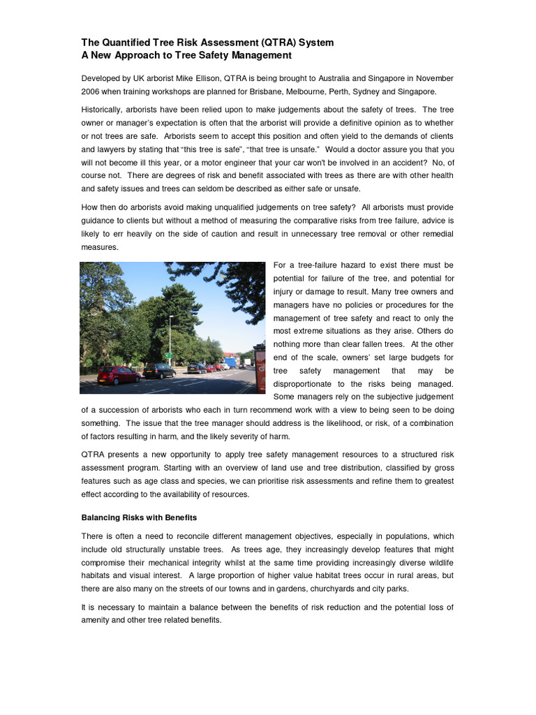 QTRA: Tree Risk Assessment Explained | PDF | Risk | Safety