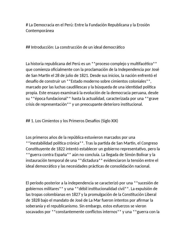 Crisis y Futuro de la Democracia Peruana | PDF | Democracia ...