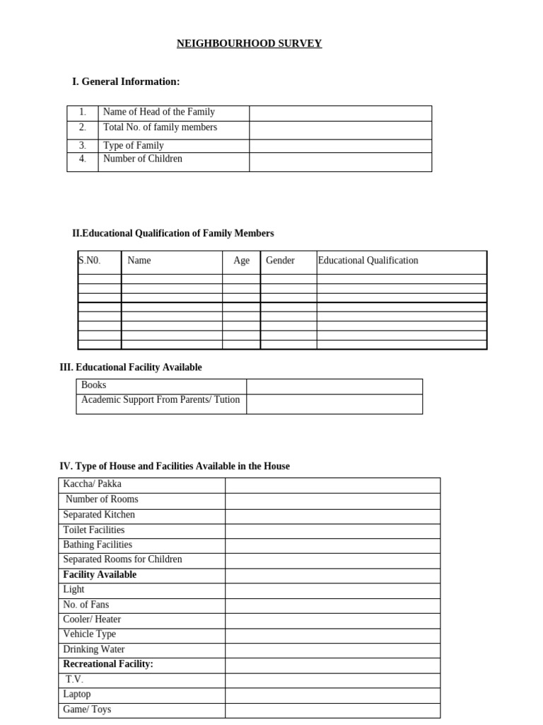 Negibouhood Survey | PDF