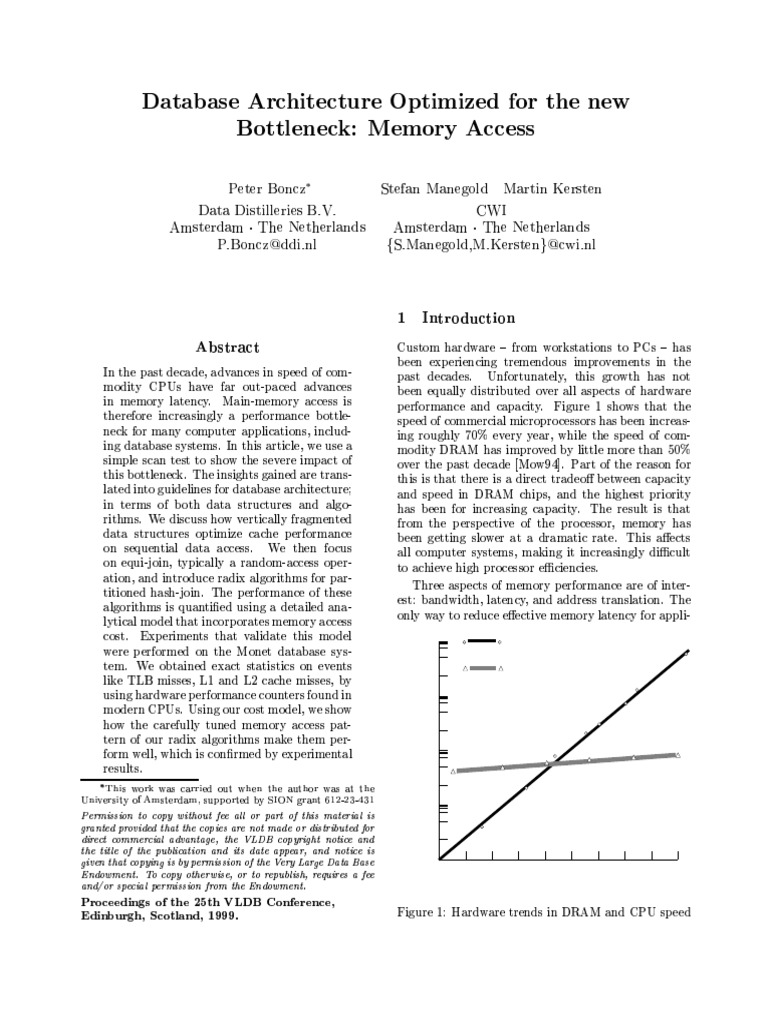 1999-Data Architecture Optimized for the New Bottleneck Memory Access | PDF