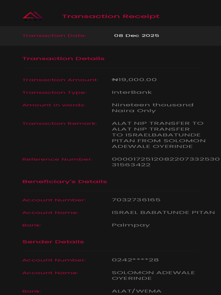 InterBank Transaction Receipt Details | PDF