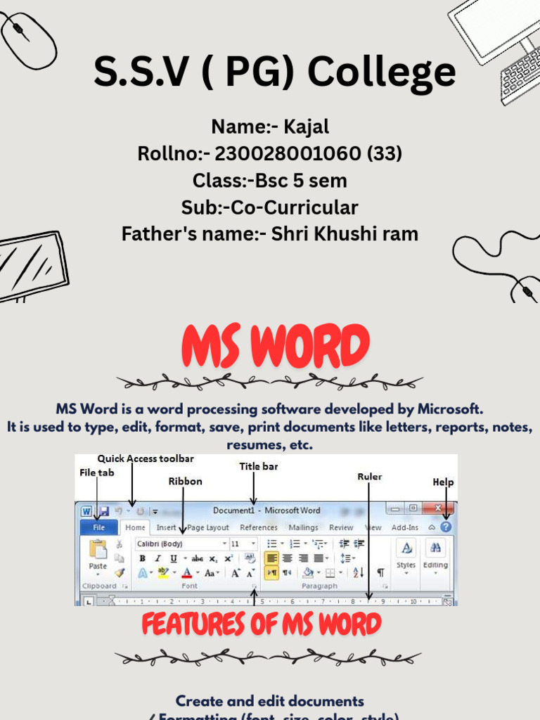 MS Word Features and Components Guide | PDF | Microsoft Word | Window ...