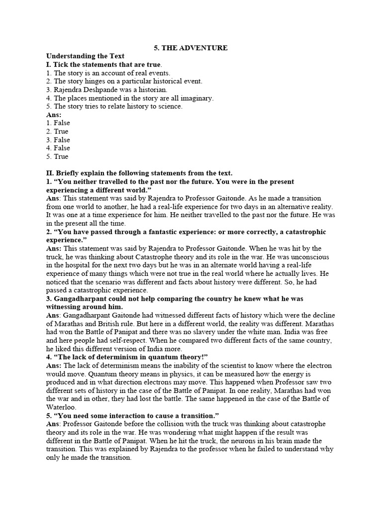 5. The Adventure - Q&A | PDF | Reality | Determinism