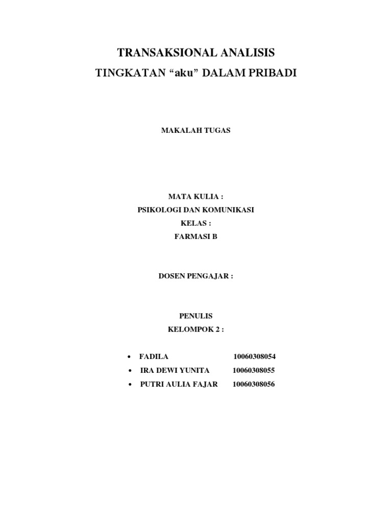 Analisis Transaksional Makalah Pdf