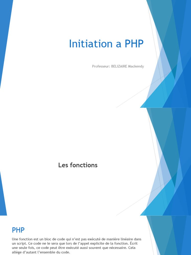 Introduction aux fonctions en PHP | PDF | PHP | Variable (informatique)