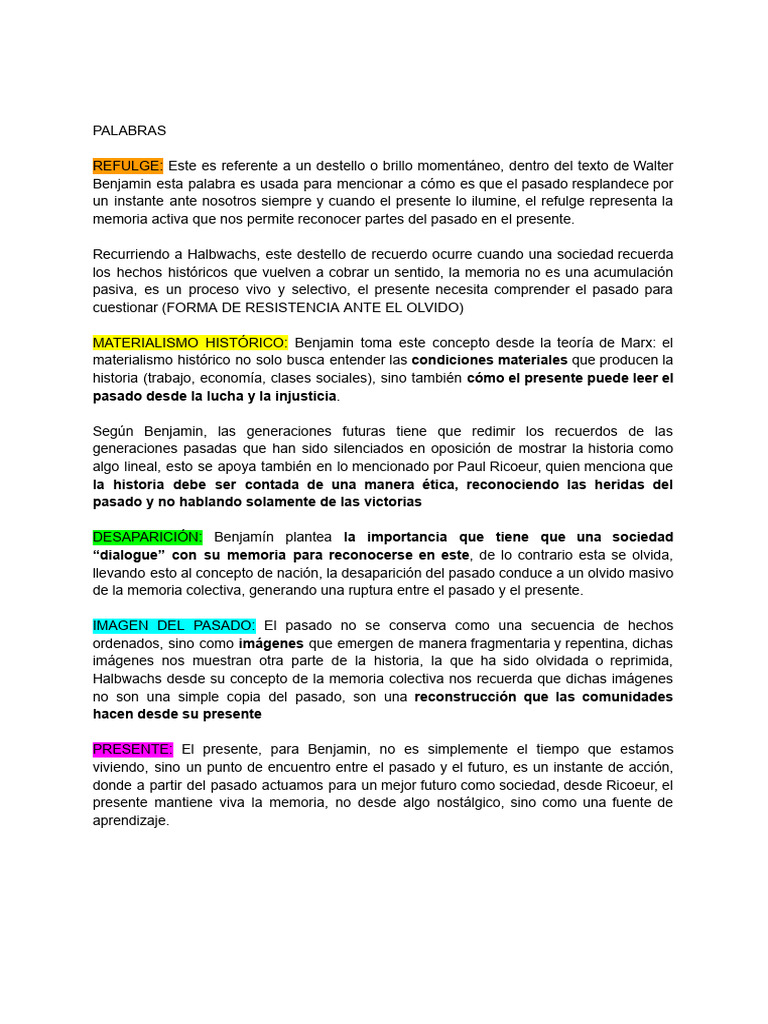 Memoria y Materialismo Histórico en Benjamin | PDF