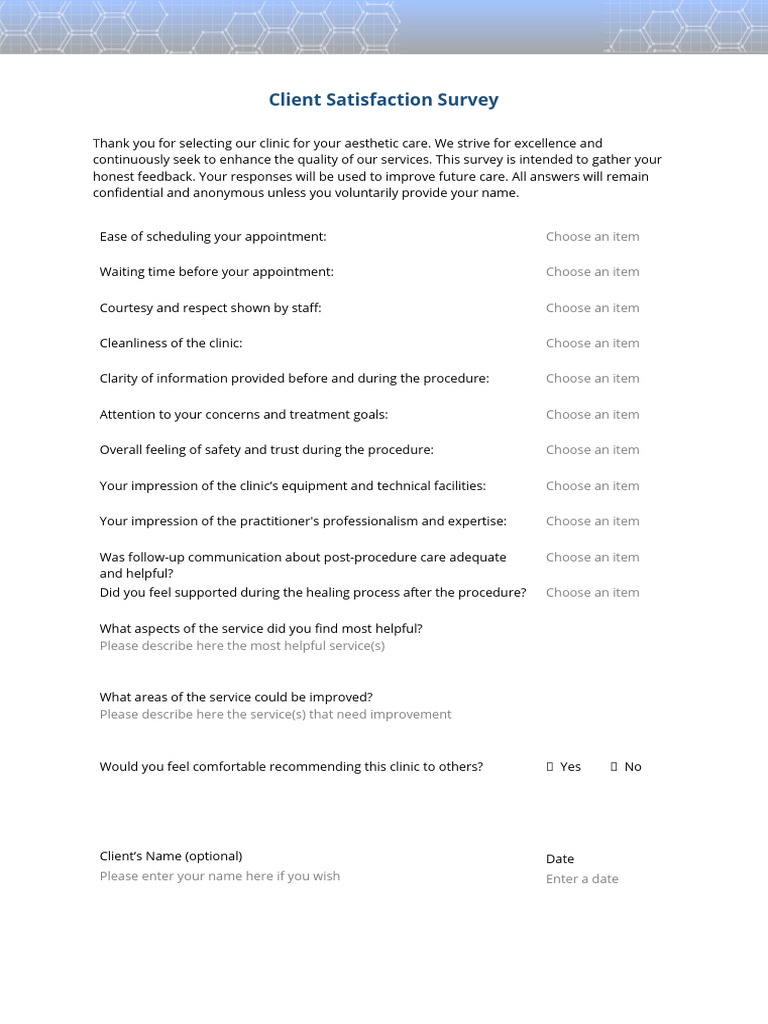 Client Satisfaction Survey Aesthetic 52b6abf440 | PDF