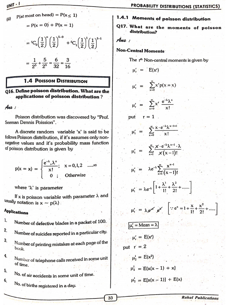 Poisson Distribution - Central and Non-Central Moments | PDF