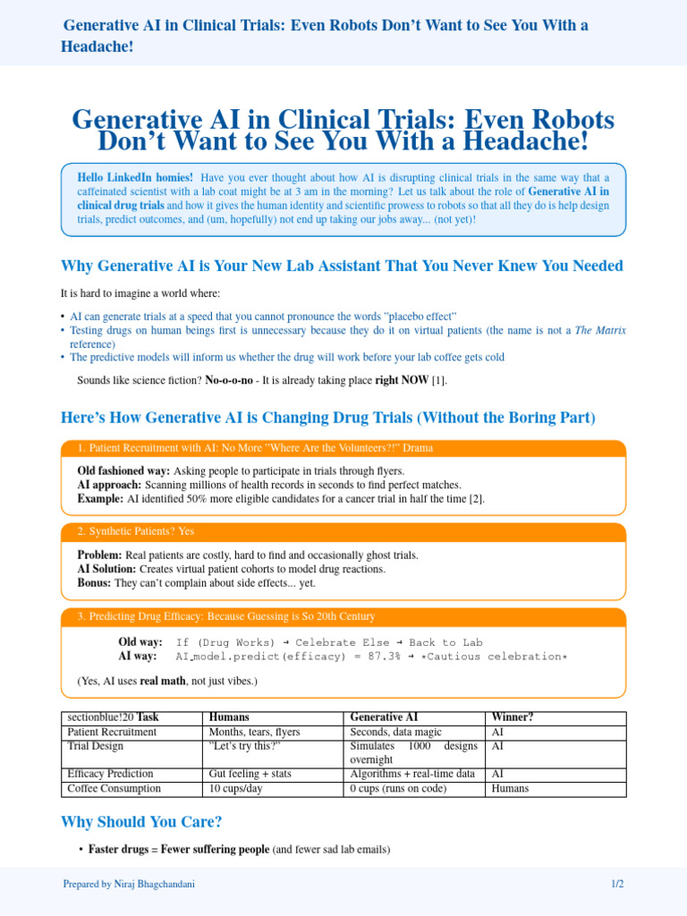 GenAI in Clinical Trials - Even Rebots Don't See Headaches! | PDF ...