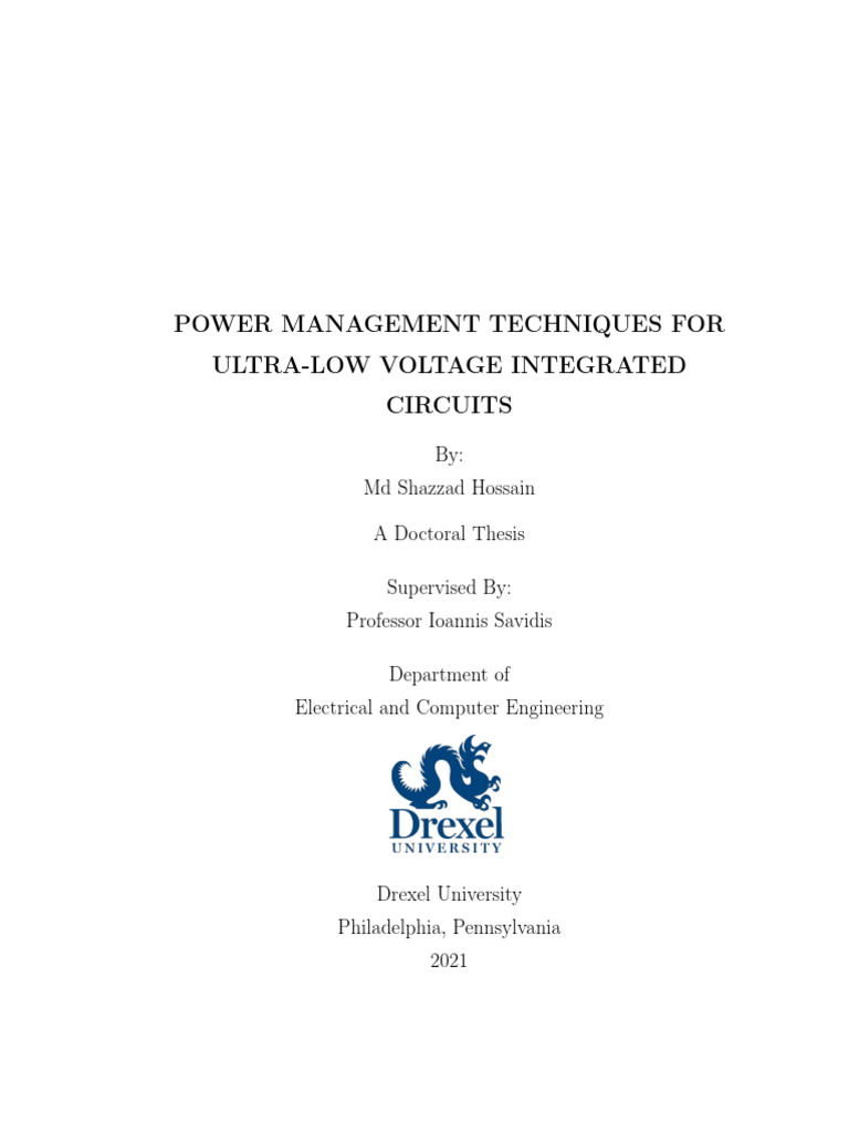 Power Management Techniques For Ultra-Low Voltage Integrated Circuits ...