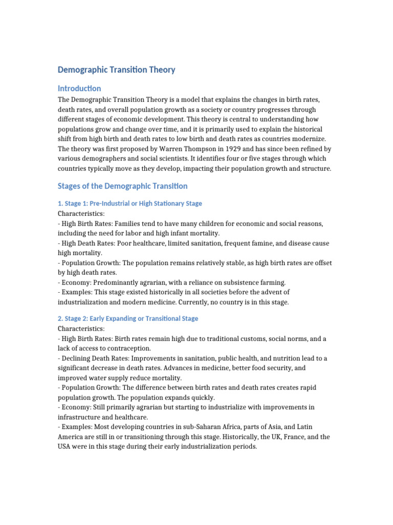 Understanding Demographic Transition Theory | PDF | Population Growth ...